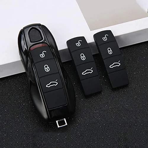 Jaronx Soft Rubber Key Button Cover for Porsche Panamera | Black thumbnail 6