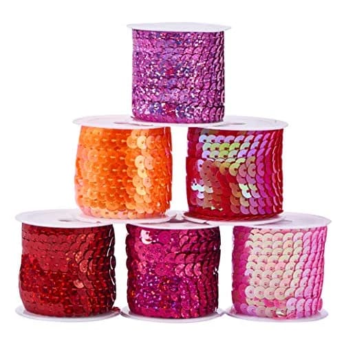 PH PandaHall Red Series Sequin Trim 6mm Wide | 30 Yards Total (90 ft) | Metallic Shiny PVC Craft Ribbon thumbnail 6
