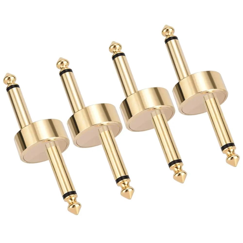 OTraki 6 Pack Guitar Pedal Connector 1/4 inch Effect Pedal Coupler Gold Plated 6.35mm | Straight Male to Male Plug — Gold