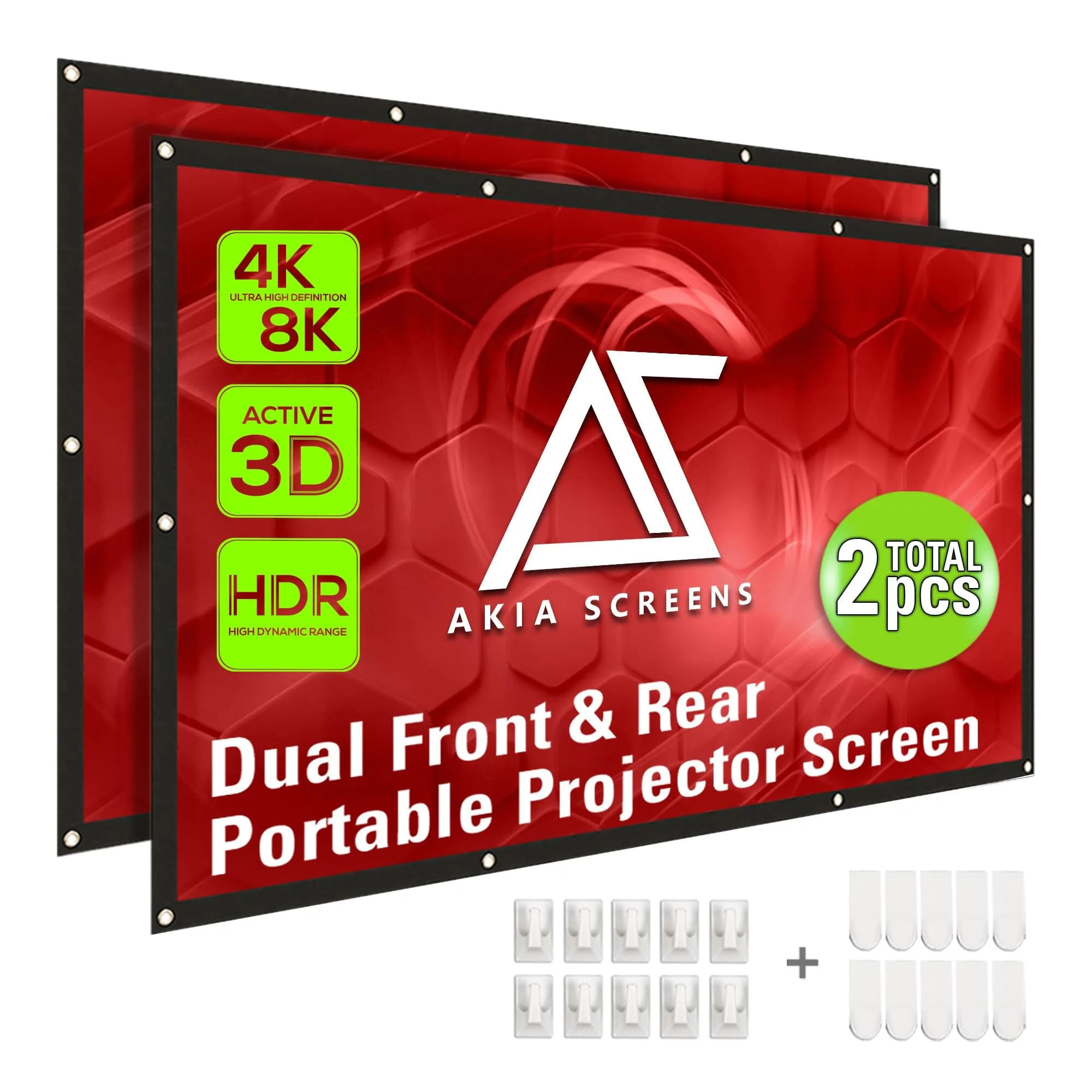 AKIA SCREENS 120" Dual Projection Projector Screen 16:9 Front & Rear 104.6" W x 58.8" H | Portable Foldable Anti-Crease 8K/4K Ultra HD Ready Indoor Outdoor Home Theater Screen - main product image