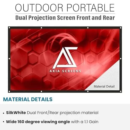 AKIA SCREENS 120" Dual Projection Projector Screen 16:9 Front & Rear 104.6" W x 58.8" H | Portable Foldable Anti-Crease 8K/4K Ultra HD Ready Indoor Outdoor Home Theater Screen thumbnail 3