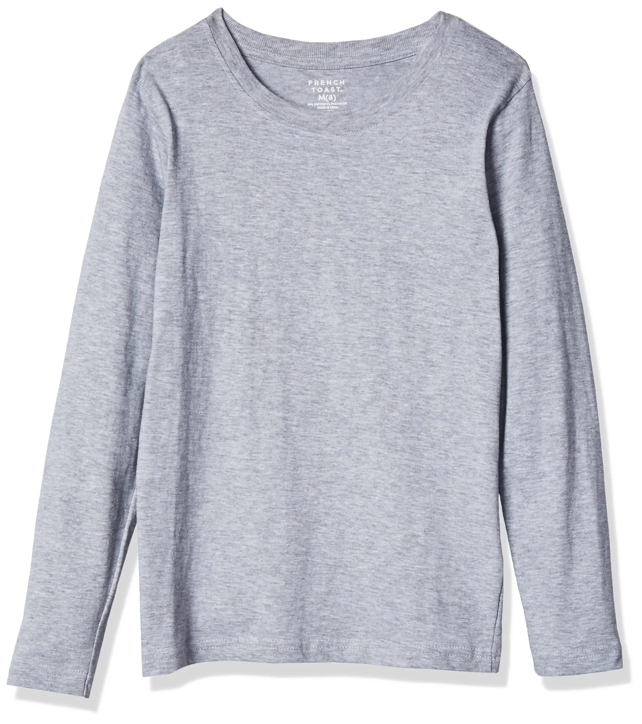 French Toast Boys' Long Sleeve Crewneck Tee Heather Gray 5 | Soft, Durable Cotton for Active Kids