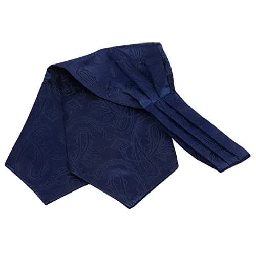GUSLESON Navy Blue Paisley Self Tie Necktie & Handkerchief Set | Floral Luxury Ascot for Men thumbnail 4