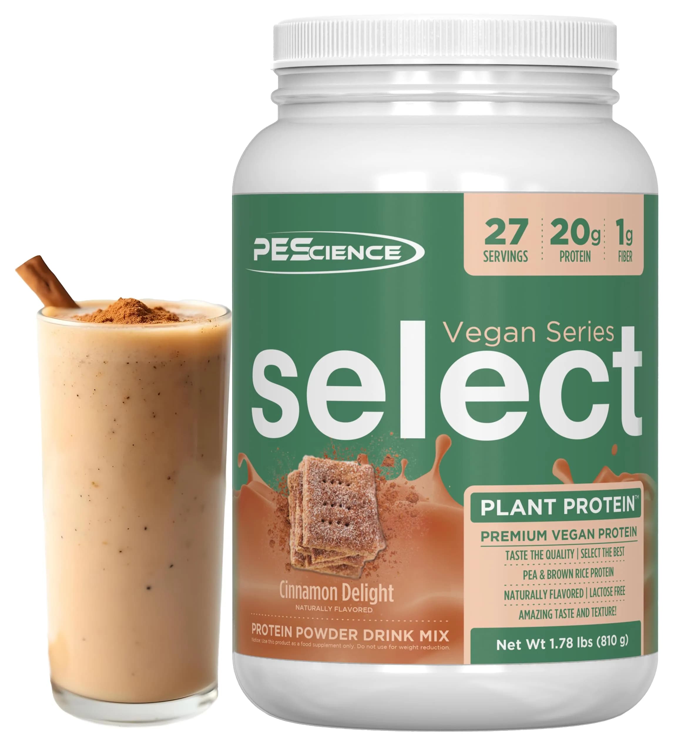 PEScience Select Vegan Protein Powder Cinnamon Delight | Plant-Based, Dairy & Gluten Free, 27 Servings - main product image