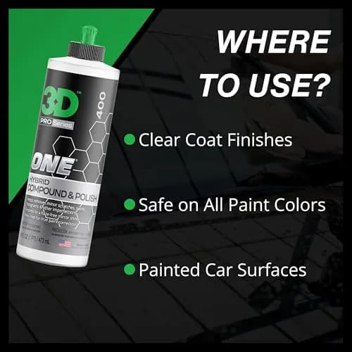 3D One Car Scratch & Swirl Remover Hybrid Rubbing Compound & Polish 480ml (16oz) | True Paint Correction thumbnail 8