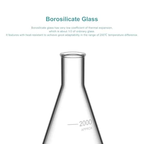 stonylab 2000 ml Narrow Mouth Erlenmeyer Glass Flask | Heavy Duty Rim, 2 L, Borosilicate thumbnail 3