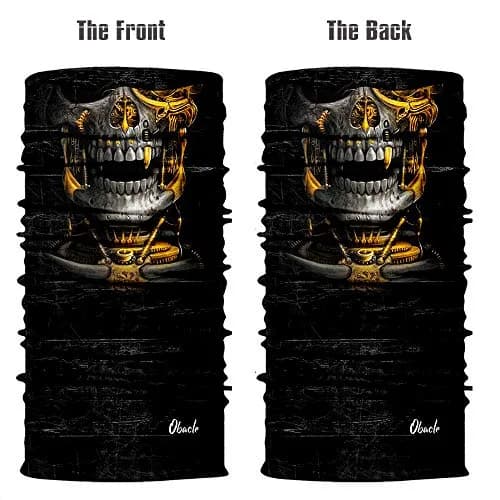 Obacle Mechanical Grey-Gold Skull Half Face Mask for Dust, Wind, UV Sun Protection thumbnail 3
