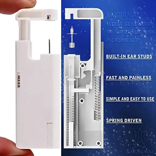 KAIQIKAIXI 2Pcs Ear Piercing Kit Hypoallergenic & Disposable | Painless Household Ear Nail Gun with 4mm Silver Studs thumbnail 7