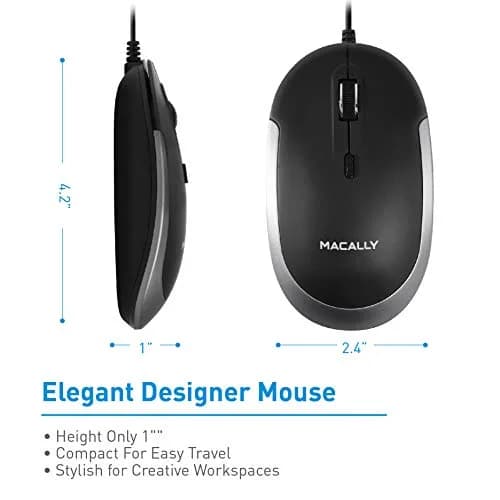 Macally USB Type C Mouse - Slim & Compact Design | Silent & DPI Switch for Mac & PC thumbnail 3