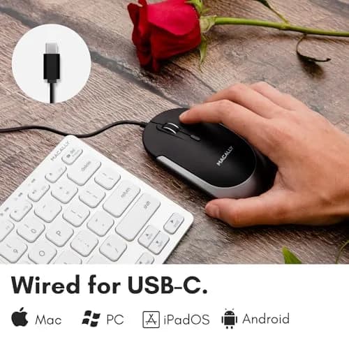 Macally USB Type C Mouse - Slim & Compact Design | Silent & DPI Switch for Mac & PC thumbnail 4