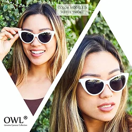 OWL Women's Cat Eye Sunglasses 1950s Style UV400 Polarized Smoke Lens | Vintage Fashion Accessory thumbnail 4