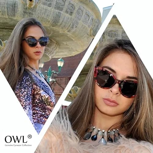 OWL Women's Cat Eye Sunglasses 1950s Style UV400 Polarized Smoke Lens | Vintage Fashion Accessory thumbnail 5