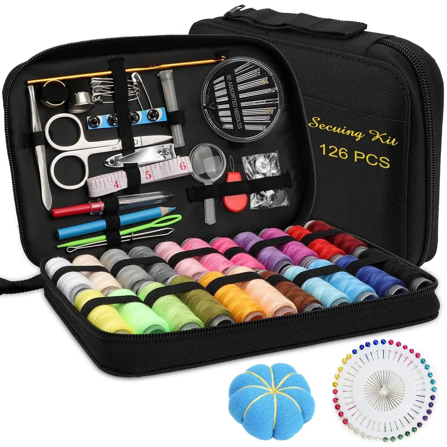 Marcoon Basic Sewing Kit with 18 Colors Thread, Needles, Scissors & Accessories | All-in-One Repair Solution — B