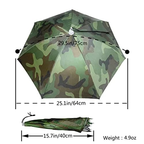 NEW-Vi Umbrella Hat 25 inch Camouflage | Hands-Free Sunshade for Outdoor Activities thumbnail 3