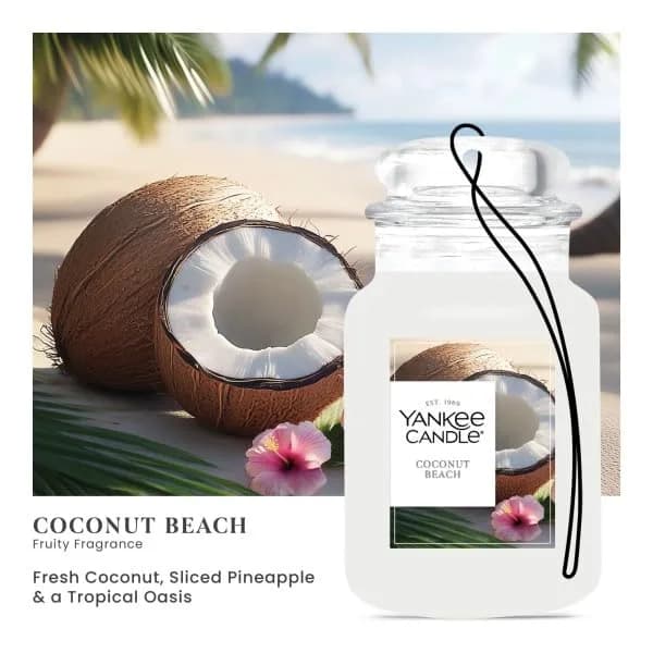 Yankee Candle Paper Car Jar Air Freshener Coconut Beach | Hanging Car Fragrance 1 Count thumbnail 3