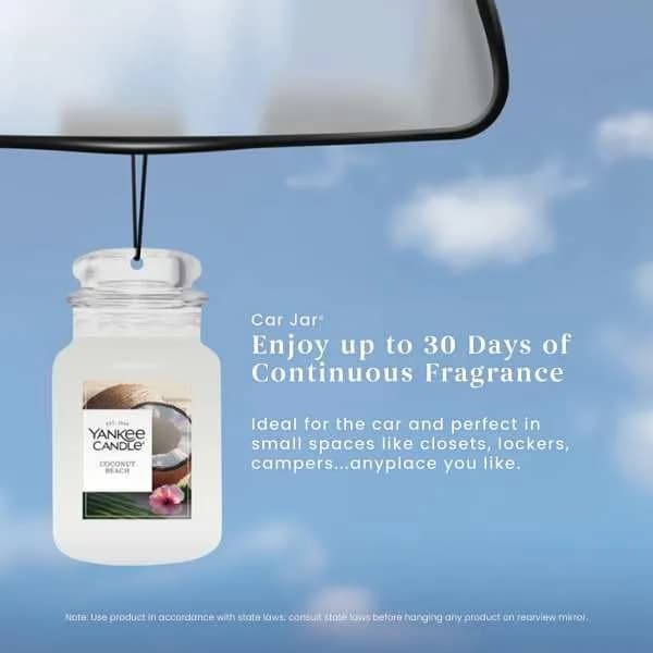 Yankee Candle Paper Car Jar Air Freshener Coconut Beach | Hanging Car Fragrance 1 Count thumbnail 5