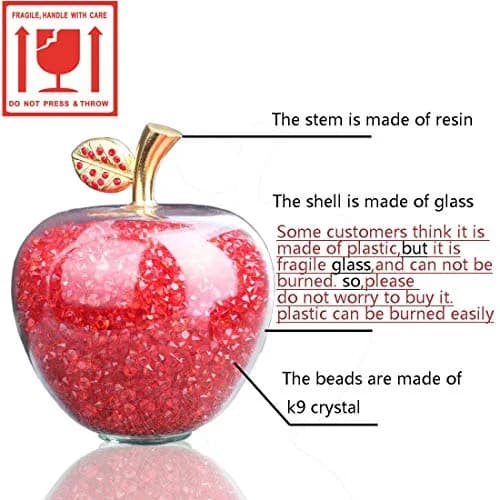 H&D HYALINE & DORA Red Crystal Apple Paperweight with Rhinestones 7.8cm (3.1in) | Handmade Glass Figurine thumbnail 6
