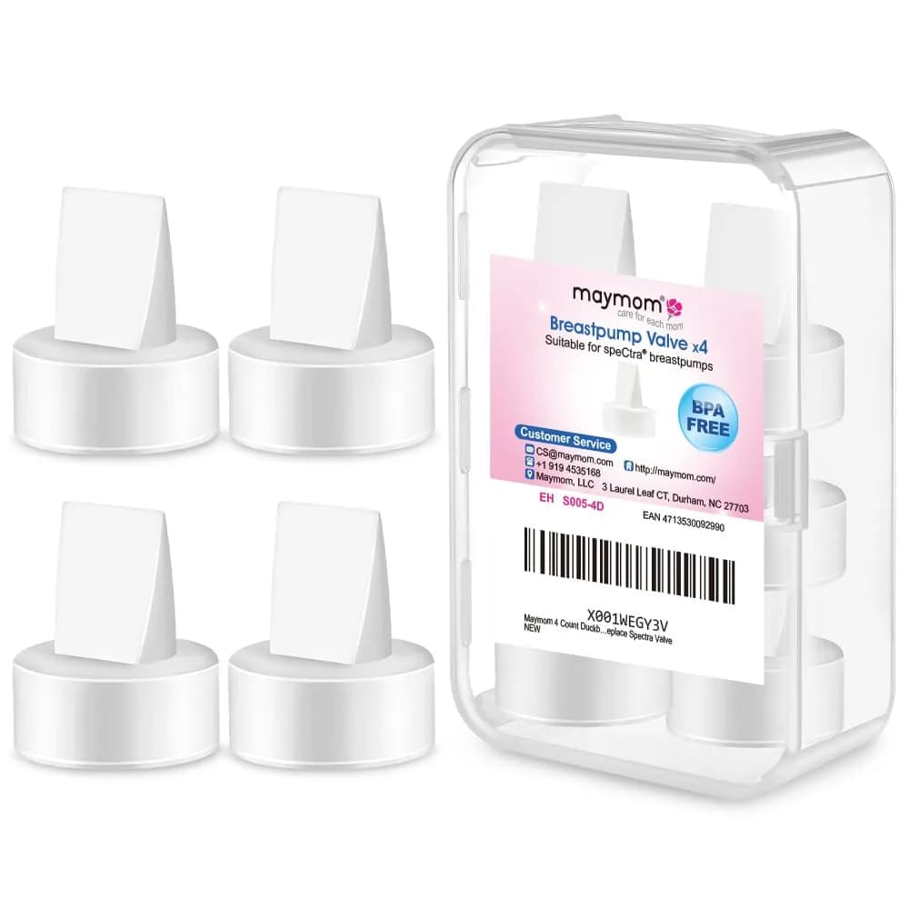 Maymom Duckbill Valves for Spectra S1/S2 Pumps (4ct White) | BPA-Free Replacement Parts for Breastfeeding