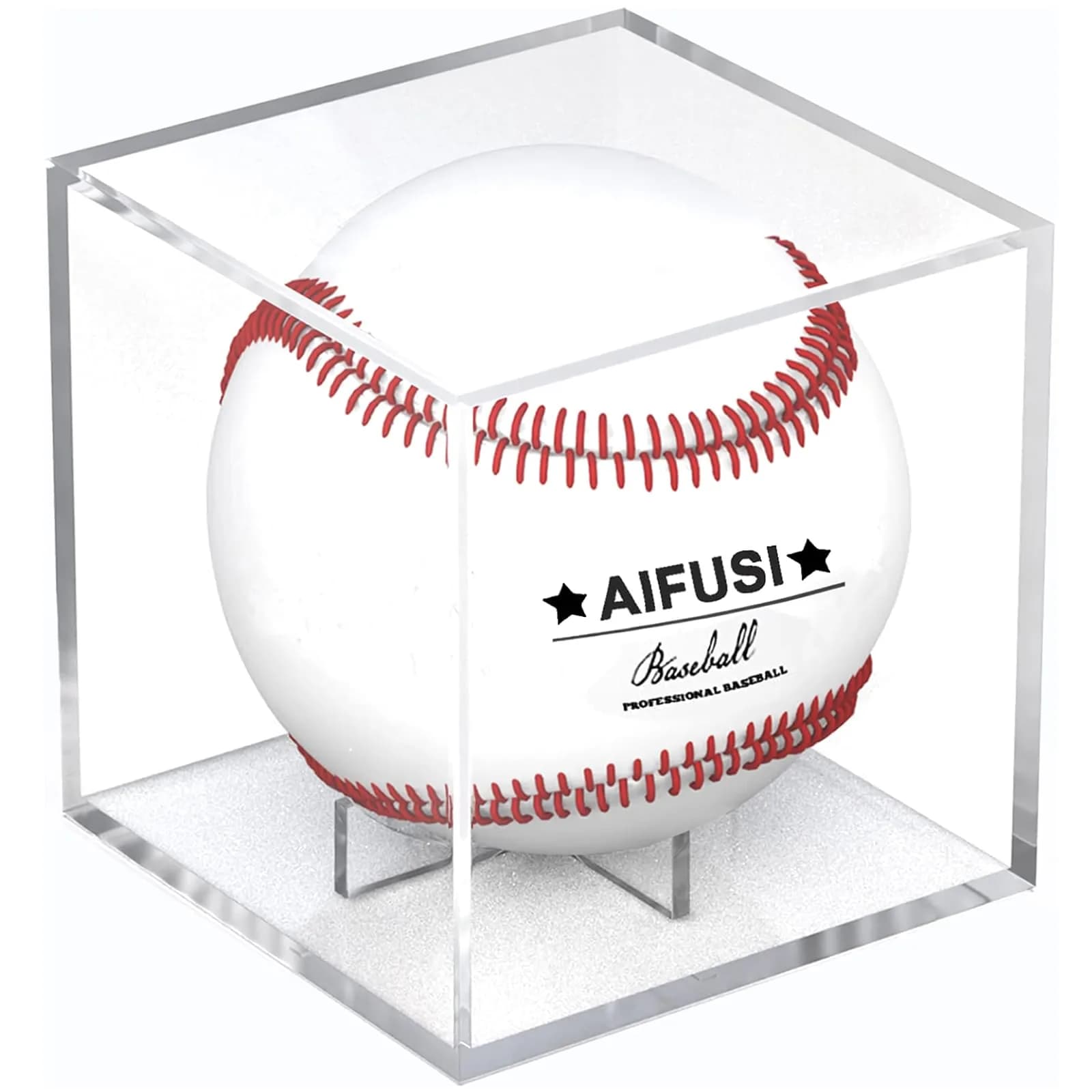 AIFUSI Baseball Display Case, UV Protected Acrylic Cube, 8cm x 8cm x 8cm | Clear, Modern & Stackable