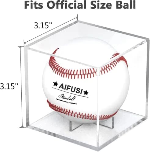AIFUSI Baseball Display Case, UV Protected Acrylic Cube, 8cm x 8cm x 8cm | Clear, Modern & Stackable thumbnail 2