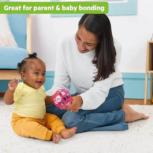 Bright Starts Oball Rattle Ball, Pink, 10cm (4 Inches) | BPA-Free Baby Toy for Fine Motor Skills thumbnail 5
