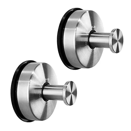 JOMOLA Suction Cup Hooks Suction Shower Hook Bathroom Towel Hanger for Shower Storage Kitchen Utensil Stainless Steel, Brushed Finish, 2PCS | 11lb Max Load thumbnail 1