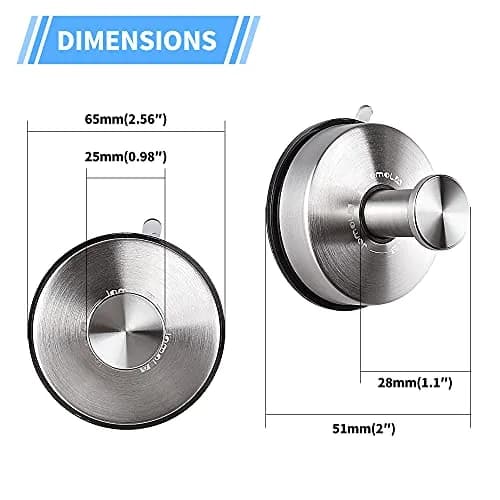 JOMOLA Suction Cup Hooks Suction Shower Hook Bathroom Towel Hanger for Shower Storage Kitchen Utensil Stainless Steel, Brushed Finish, 2PCS | 11lb Max Load thumbnail 7