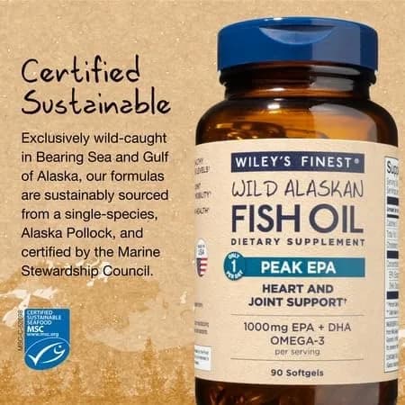 Wiley's Finest Wild Alaskan Fish Oil Peak EPA 90 Count | 1000mg Omega-3 Support thumbnail 8