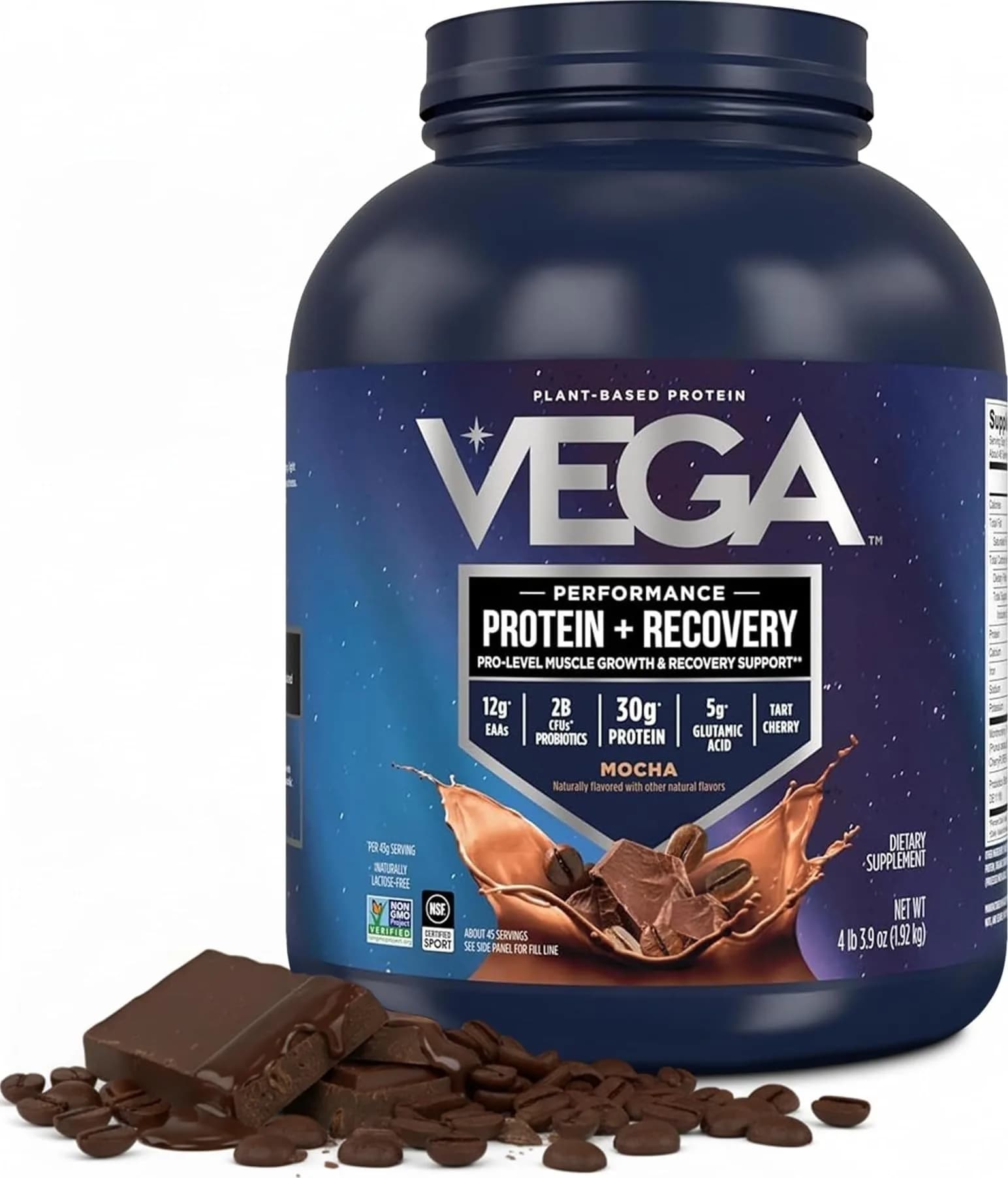 Vega Mocha protein powder tub Plant 45 servings