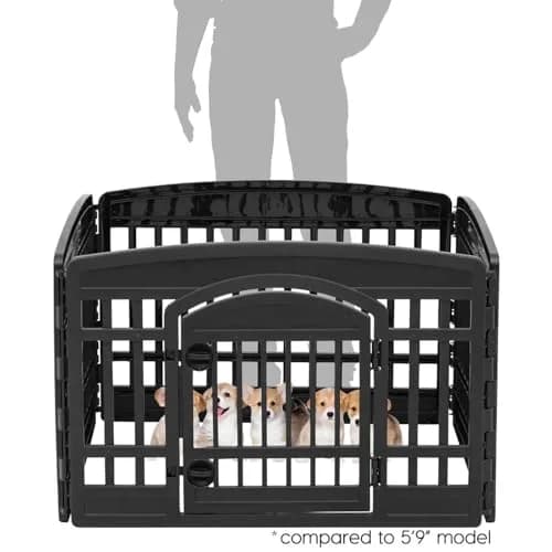 IRIS USA 4-Panel Dog Playpen | Pet Enclosure, Black, 24"H, 35"L x 35"W | Portable Indoor/Outdoor thumbnail 2