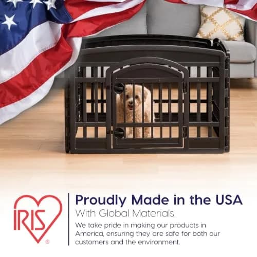 IRIS USA 4-Panel Dog Playpen | Pet Enclosure, Black, 24"H, 35"L x 35"W | Portable Indoor/Outdoor thumbnail 3