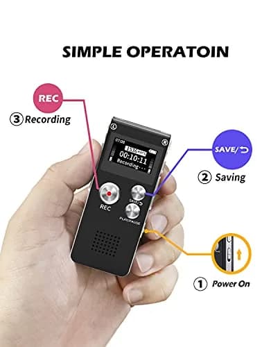 Sunlan Digital Voice Recorder 16GB | Clear Audio & Long Battery (70-120c) thumbnail 4