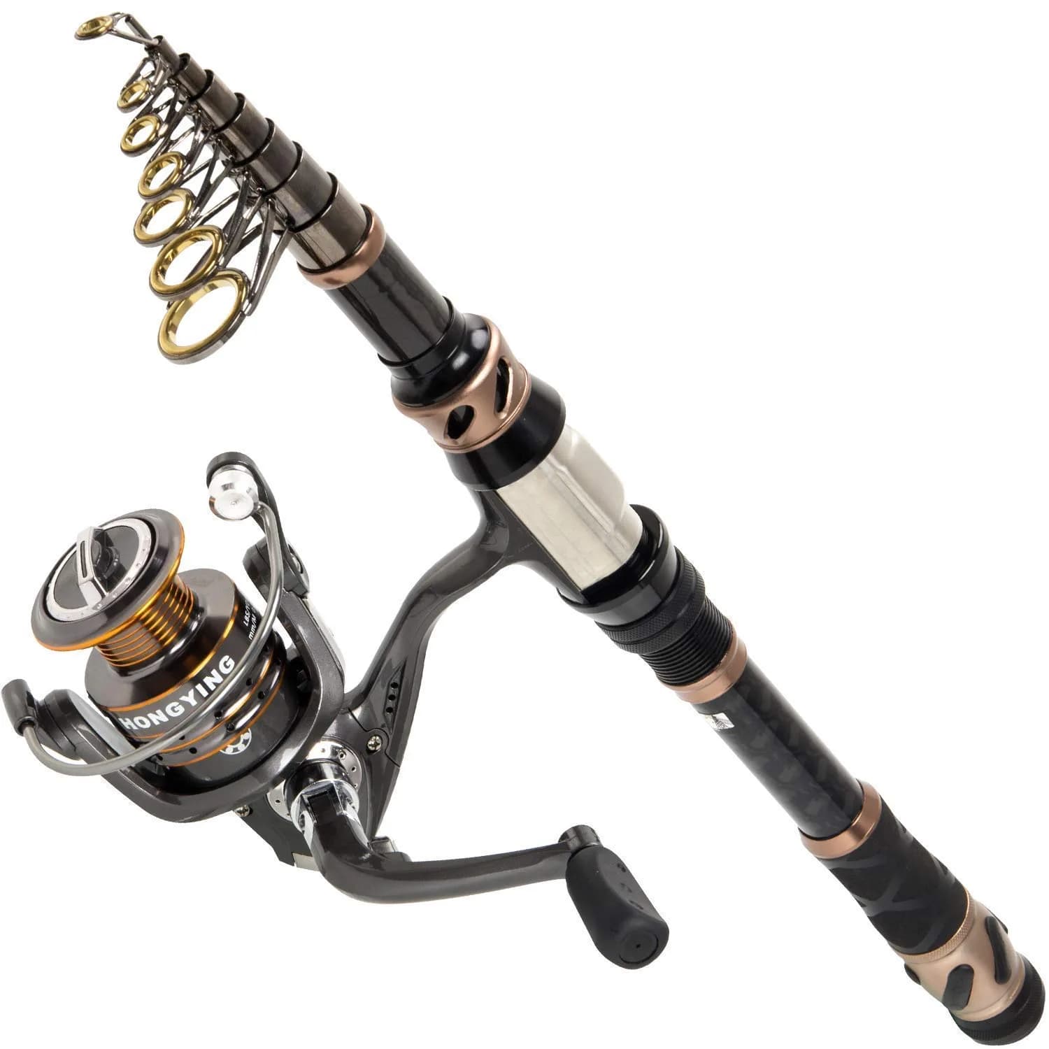 PLUSINNO Carbon Fiber Telescopic Fishing Rod and Reel Combo 1.8m (5.91ft) | Travel Saltwater Freshwater Full Kit