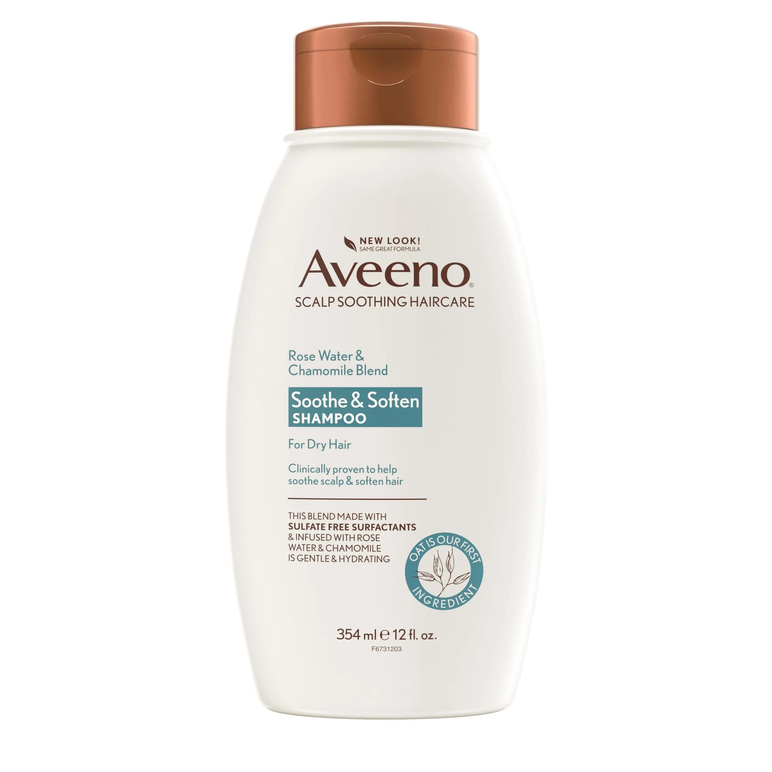 Aveeno Rose Water & Chamomile Shampoo for Dry Hair 12 fl oz | Hydrating, Gentle & Sulfate-Free - main product image