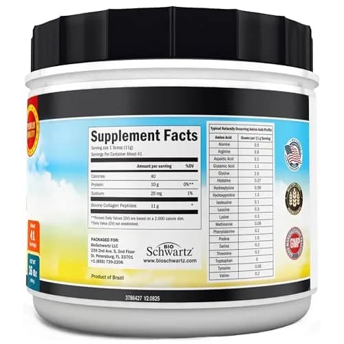 BioSchwartz Collagen Peptides Powder 16oz | Unflavored Collagen for Skin & Joints thumbnail 6
