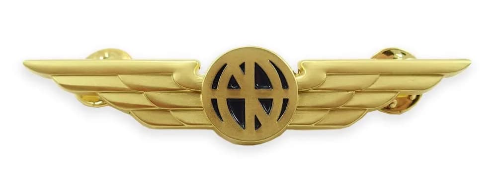 Luso Aviation Pilot Wings Lapel Pin Silver Satin Finish with Navy Blue Enamel | Metal Alloy Construction 7.4cm (2.9") — Gold