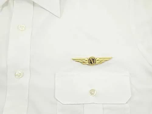 Luso Aviation Pilot Wings Lapel Pin Gold Satin Finish with Navy Blue Enamel | Metal Alloy Construction thumbnail 4