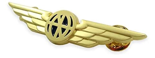 Luso Aviation Pilot Wings Lapel Pin Gold Satin Finish with Navy Blue Enamel | Metal Alloy Construction thumbnail 2