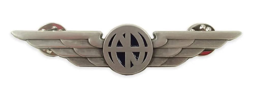Luso Aviation Pilot Wings Lapel Pin Silver Satin Finish with Navy Blue Enamel | Metal Alloy Construction 7.4cm (2.9") - main product image