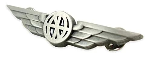 Luso Aviation Pilot Wings Lapel Pin Silver Satin Finish with Navy Blue Enamel | Metal Alloy Construction 7.4cm (2.9") thumbnail 2