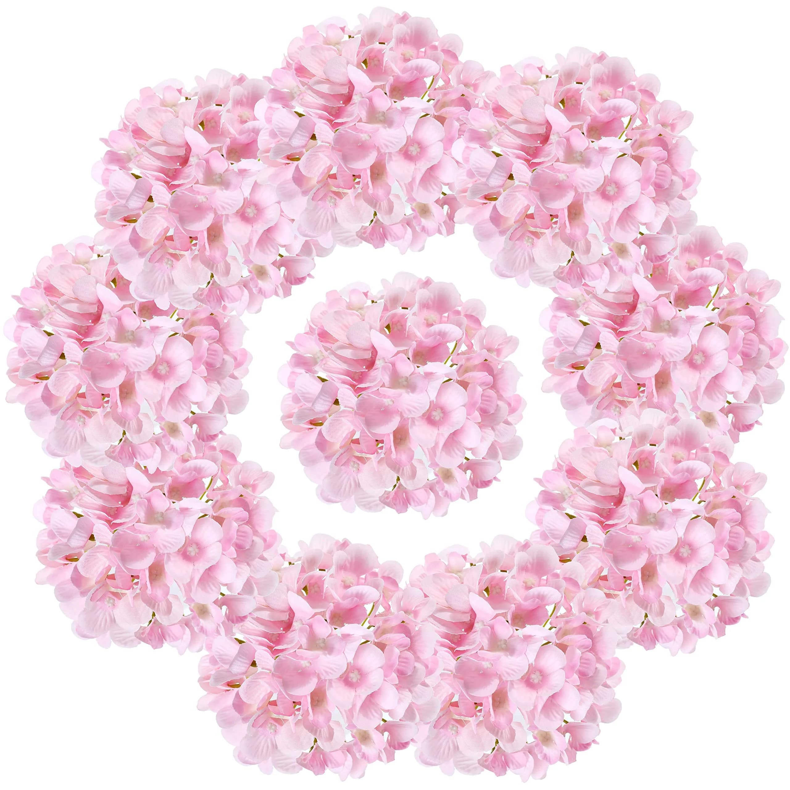 LUSHIDI Silk Hydrangea Heads with Stems 10PCS | Elegant Artificial Flowers for Wedding & Home Decor - main product image