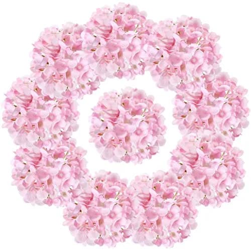 LUSHIDI Silk Hydrangea Heads with Stems 10PCS | Elegant Artificial Flowers for Wedding & Home Decor thumbnail 1