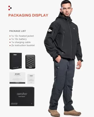 DEWBU Heated Jacket for Men with 12V Battery Pack | Water-Resistant Soft Shell Winter Coat (S) thumbnail 6