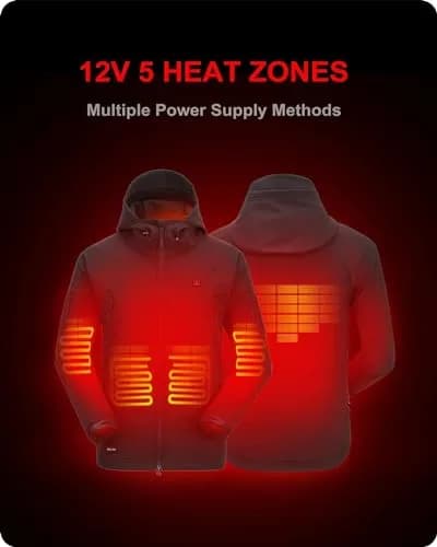 DEWBU Heated Jacket for Men with 12V Battery Pack | Soft Shell, Water Resistant, XL thumbnail 2