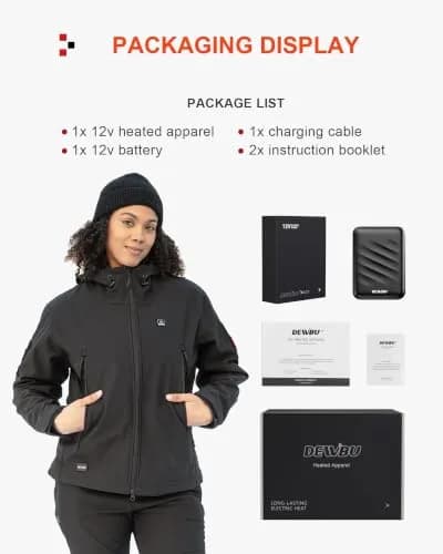 DEWBU Women Heated Jacket with 12V Battery Pack | Soft Shell Winter Coat for Outdoor Use thumbnail 6
