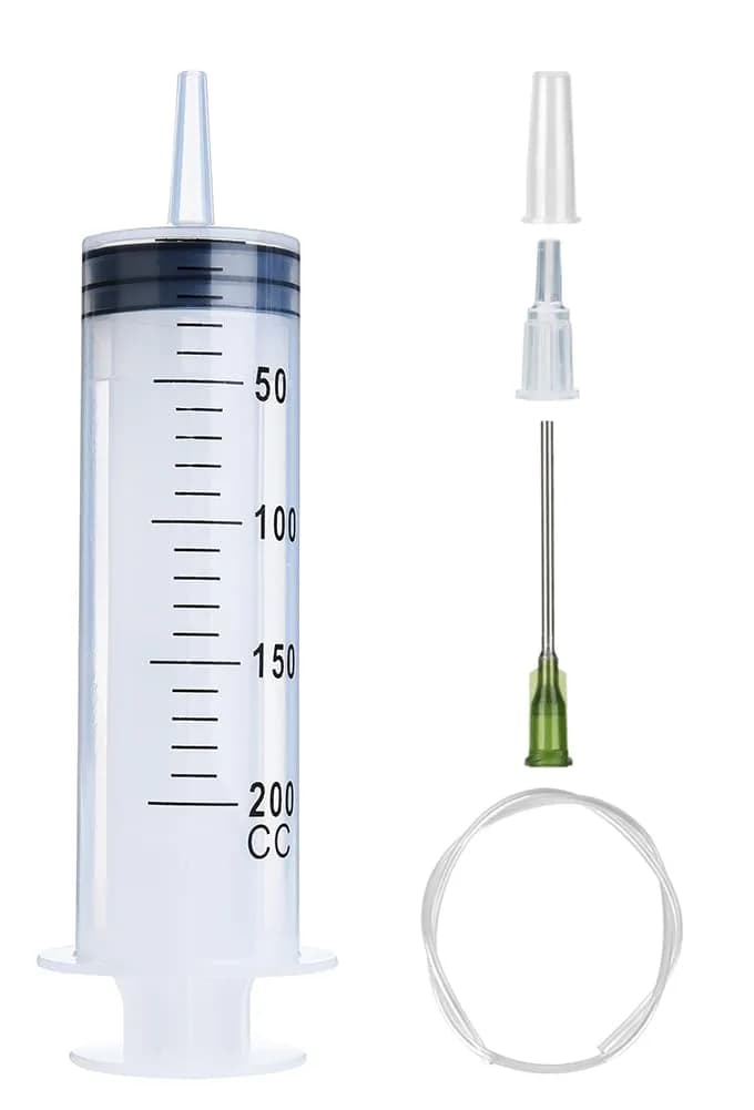 A AKRAF 250ml Extra Large Syringe with Tube and Needle | Industrial Use Only — 200 ml