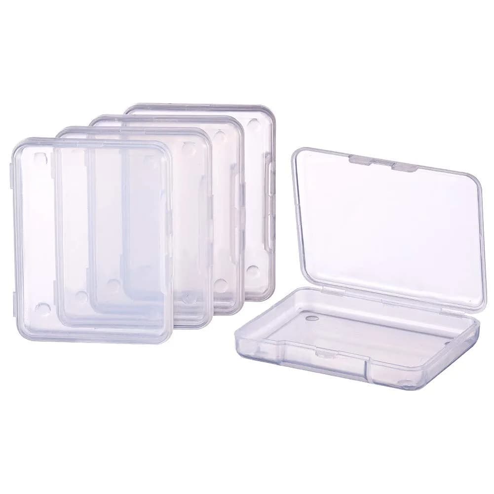 BENECREAT 18 Pack Clear Plastic Storage Containers 6.8cm x 5.2cm x 1.1cm | Stackable Drawer Organizers with Hinged Lid - main product image