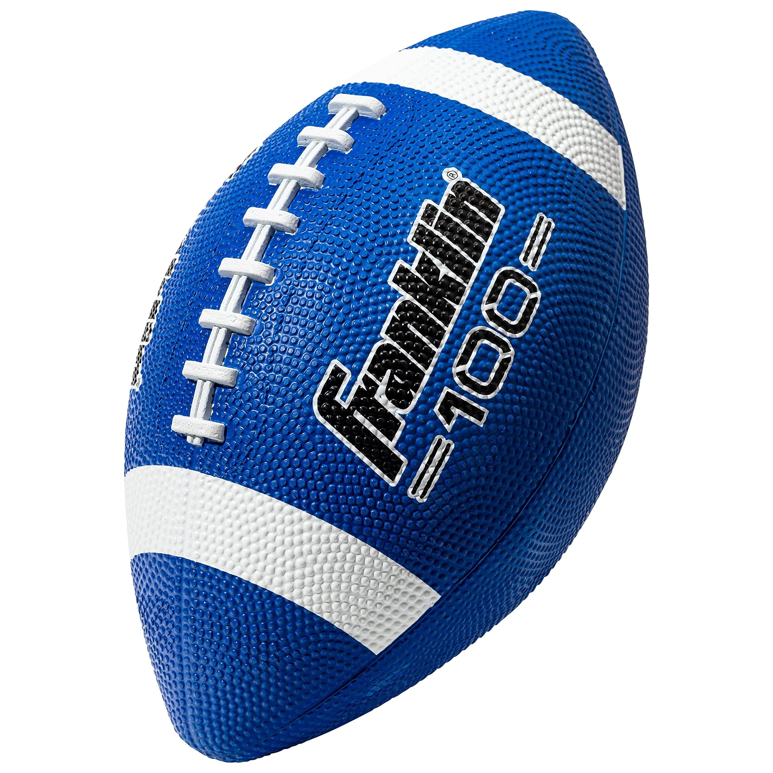 Franklin Sports Grip-Rite 100 Junior Football 10" x 6" | Official Junior Size for Kids — Blue/White / 1 Ball