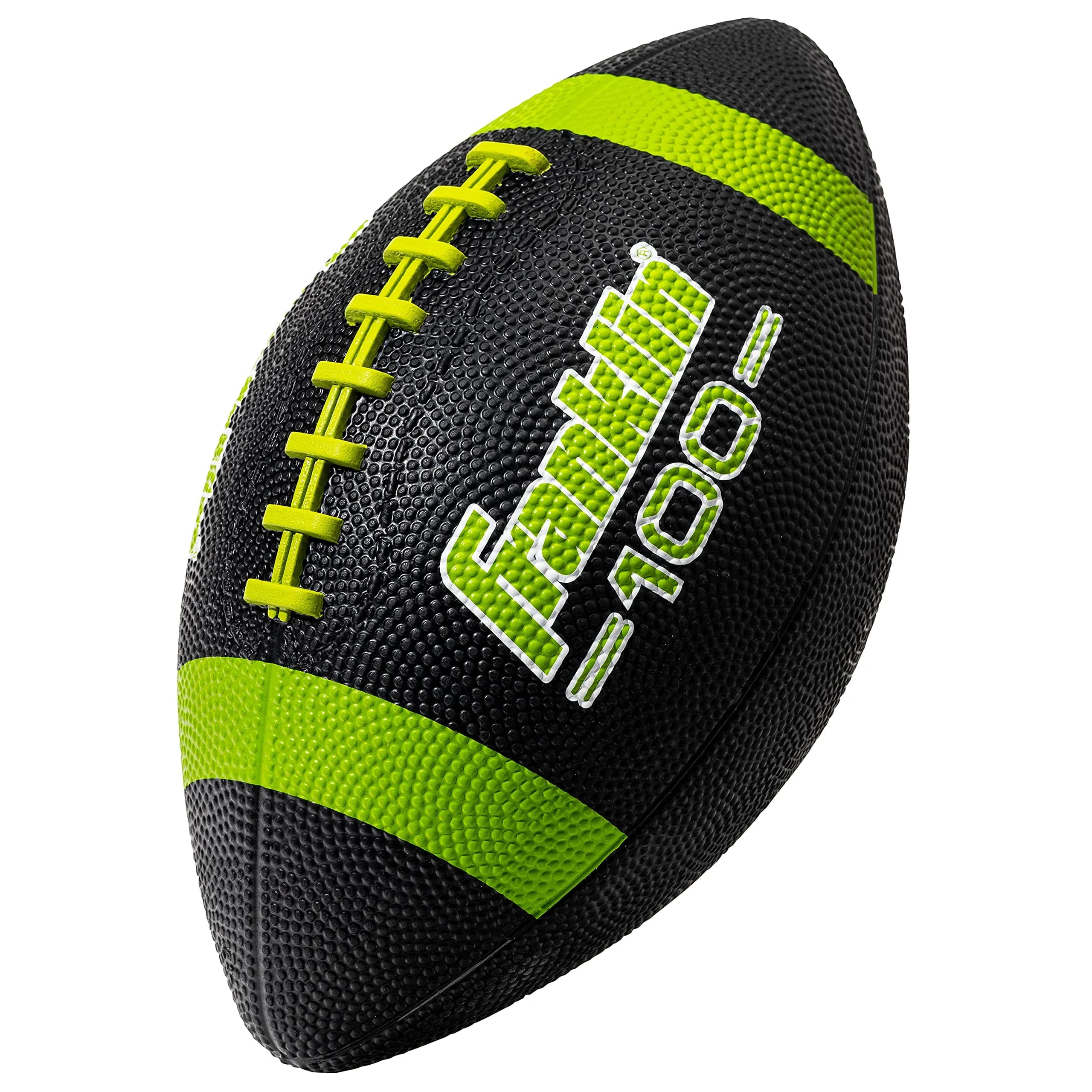 Franklin Sports Grip-Rite 100 Junior Football 10" x 6" | Official Junior Size for Kids — Black/Optic