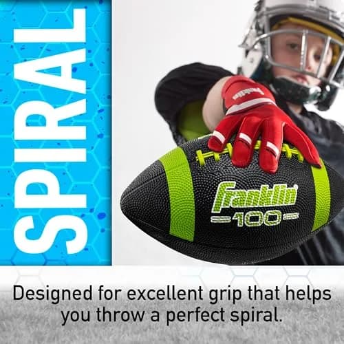 Franklin Sports Grip-Rite 100 Junior Football - Lime | Official Junior Size 10" x 6" Rubber Ball thumbnail 5